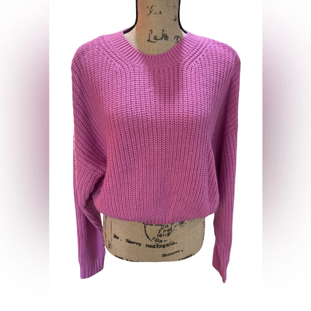 Elodie Vibrant Pink Crew Neck Sweater - Picture 3 of 5